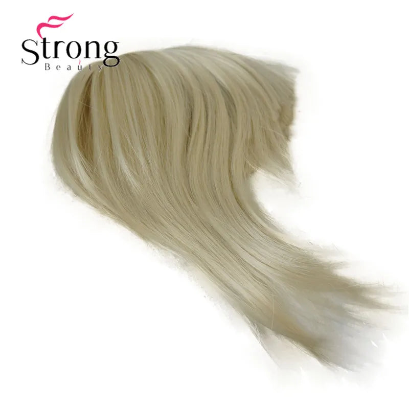 StrongBeauty Synthetic Hair Thin Neat Air Bangs Clip In Fringe Front Hair Temple Bangs Hair Extensions Hair Piece COLOUR CHOICES