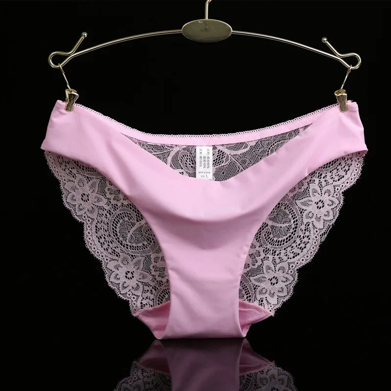 1 PC Women Sexy Knickers Bikini Hollow Flower Lace Thongs Lingerie V-string Panty Underwear Female