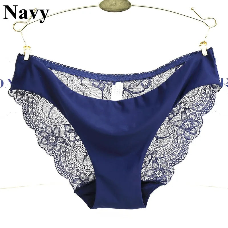 1 PC Women Sexy Knickers Bikini Hollow Flower Lace Thongs Lingerie V-string Panty Underwear Female