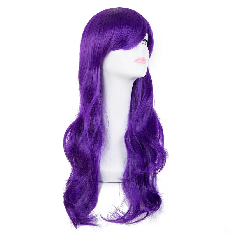 Cos-play Wig Fei-Show Synthetic Heat Resistant Fiber Long Wavy Dark Blue Hair Costume Cartoon Women Peruca Party Salon Hairpiece