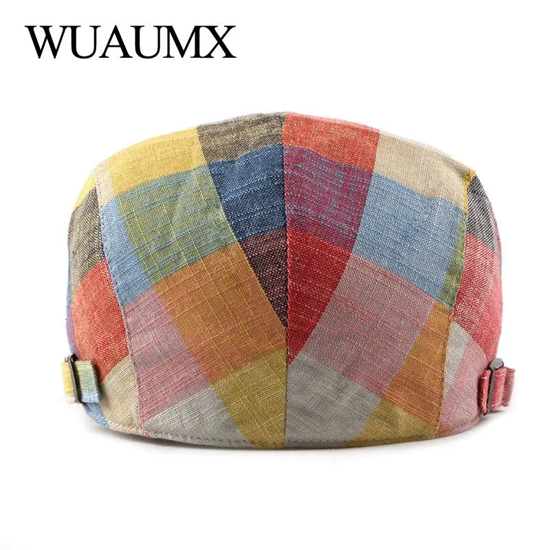 Spring Summer Berets Hats For Women Men Multicolor Plaid Herringbone Caps Duckbill Newsboy Cap Thin Cabbie Ivy Flat Hat