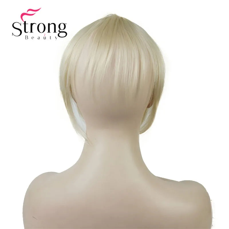 StrongBeauty Synthetic Hair Thin Neat Air Bangs Clip In Fringe Front Hair Temple Bangs Hair Extensions Hair Piece COLOUR CHOICES