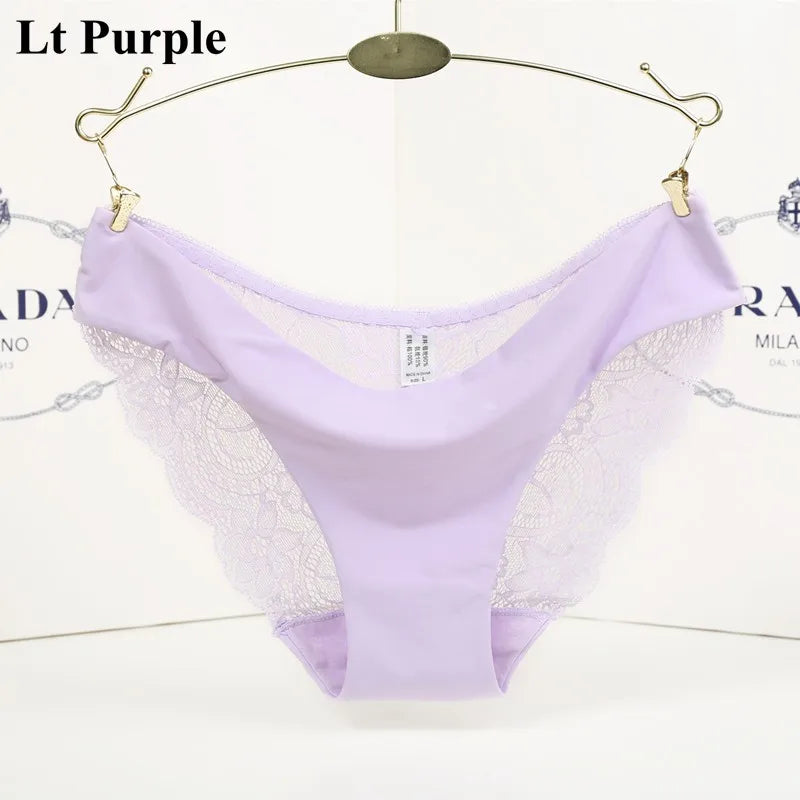 1 PC Women Sexy Knickers Bikini Hollow Flower Lace Thongs Lingerie V-string Panty Underwear Female