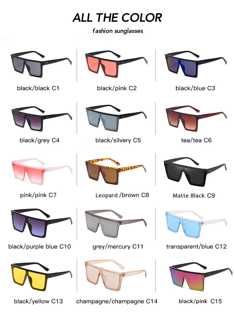 Oversized Square Sunglasses for Women Men Fashion Siamese Lens Style Flat Top Shield Shades
