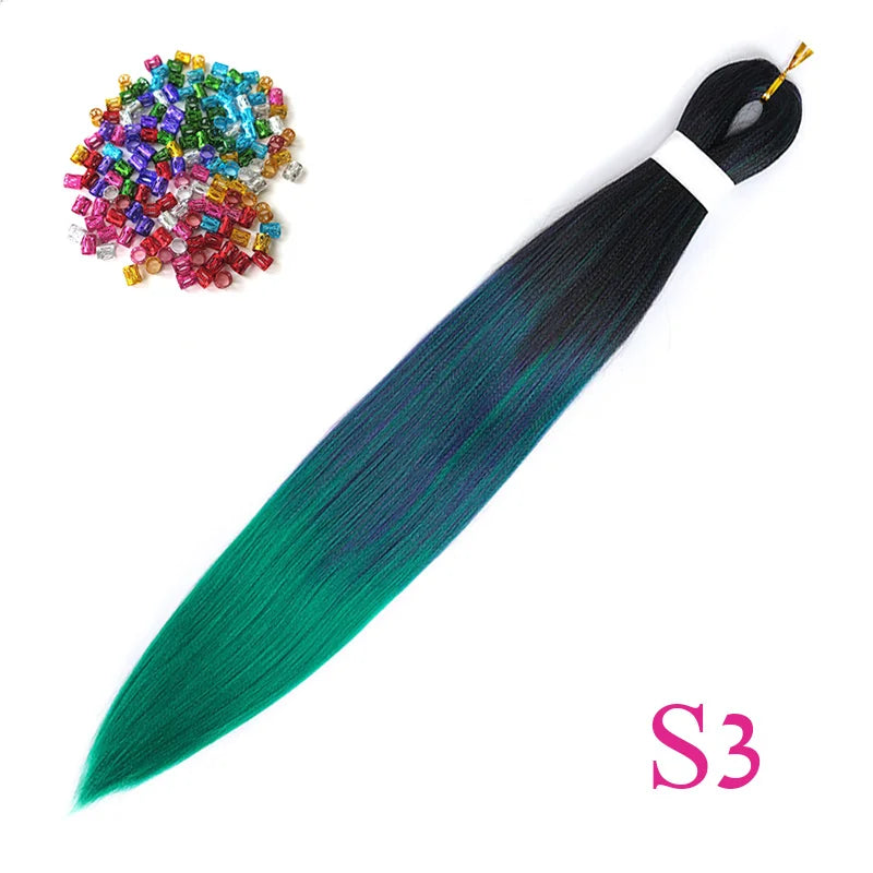 Easy Crochet Braids Ombre Hair Extensions Bundles Yaki Straight EZ Braiding Pre Stretched Synthetic Braid For African Women 6pcs