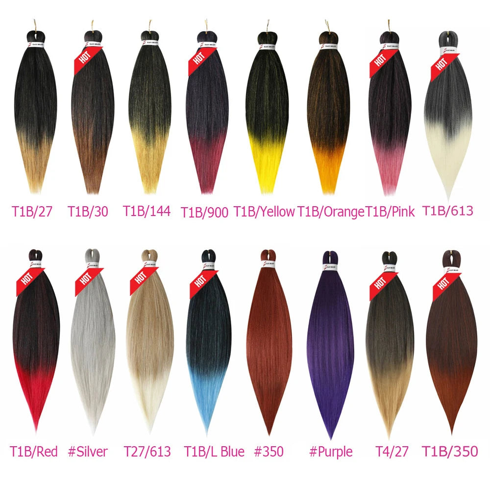 Easy Crochet Braids Ombre Hair Extensions Bundles Yaki Straight EZ Braiding Pre Stretched Synthetic Braid For African Women 6pcs