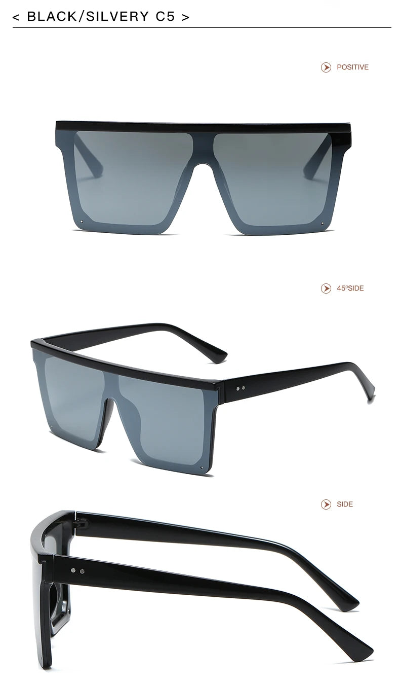 Oversized Square Sunglasses for Women Men Fashion Siamese Lens Style Flat Top Shield Shades