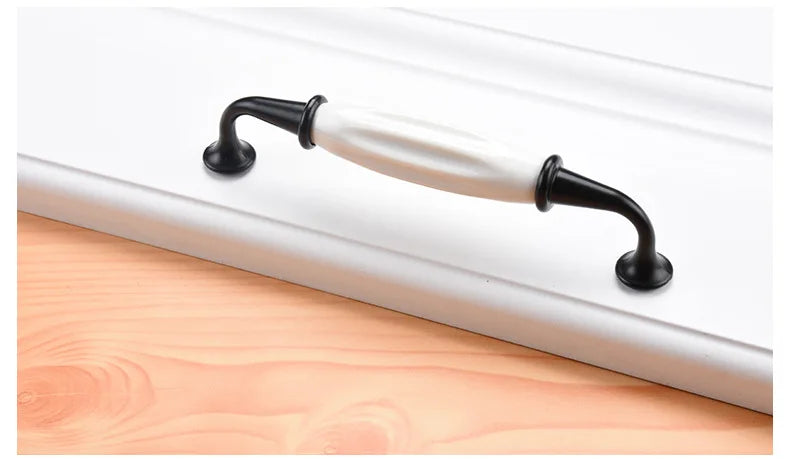 Cabinet Ceramic Black White Handle European Aluminum Wardrobe Door Handle Drawer Modern Minimalist Handle Furniture Hardware