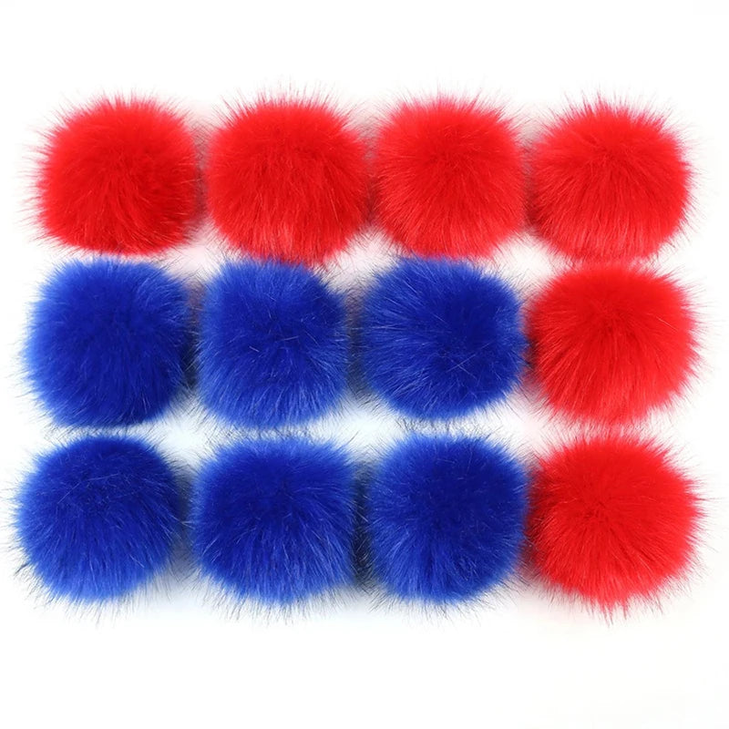 12/14 Pcs 8cm False Hairball Hat Ball Fur Pompom Fake Fox Hat Ball Pom Pom With Rubber Band Diy Clothing Hat Accessories