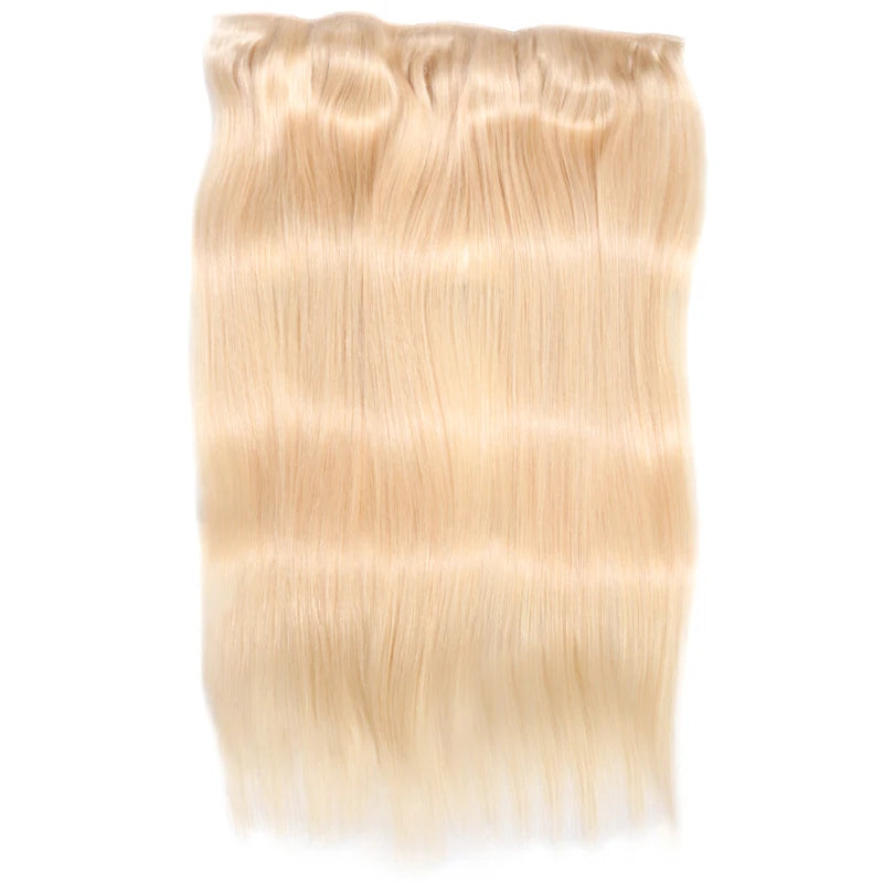 Clip In One Piece Human Hair Extensions 100% Straight Brazilian Human Remy Hair Natural Color Light Blond Ombre Dark Brown 613#