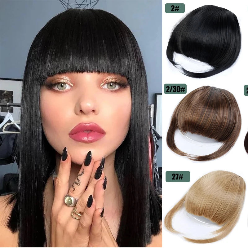 Fake 3D Air Bangs Hair Clip-In Extension Synthetic Fake Fringe Natural False hairpiece For Women Clip In Bangs