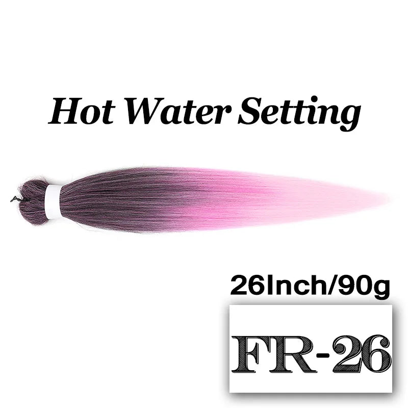 Pre-stretched Braiding Hair 26Inch 90G Synthetic Jumbo Hair Extensions for Crochet Braids DIY Pink Peach Red Yellow Fake Hair