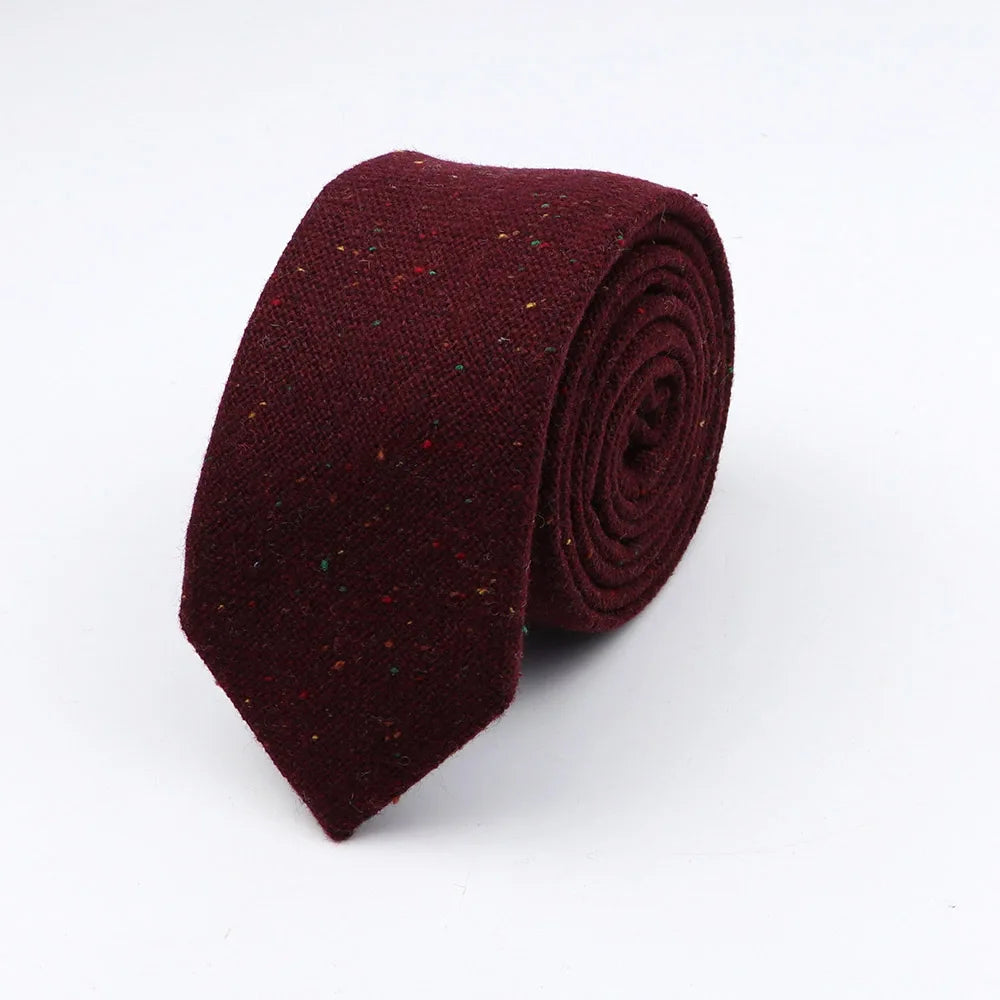 Thick Cashmere Wool Gentleman Solid Color Necktie 7CM Formal Wedding Party Europen Style Red Brown Green Gray Clothing Tie Gift