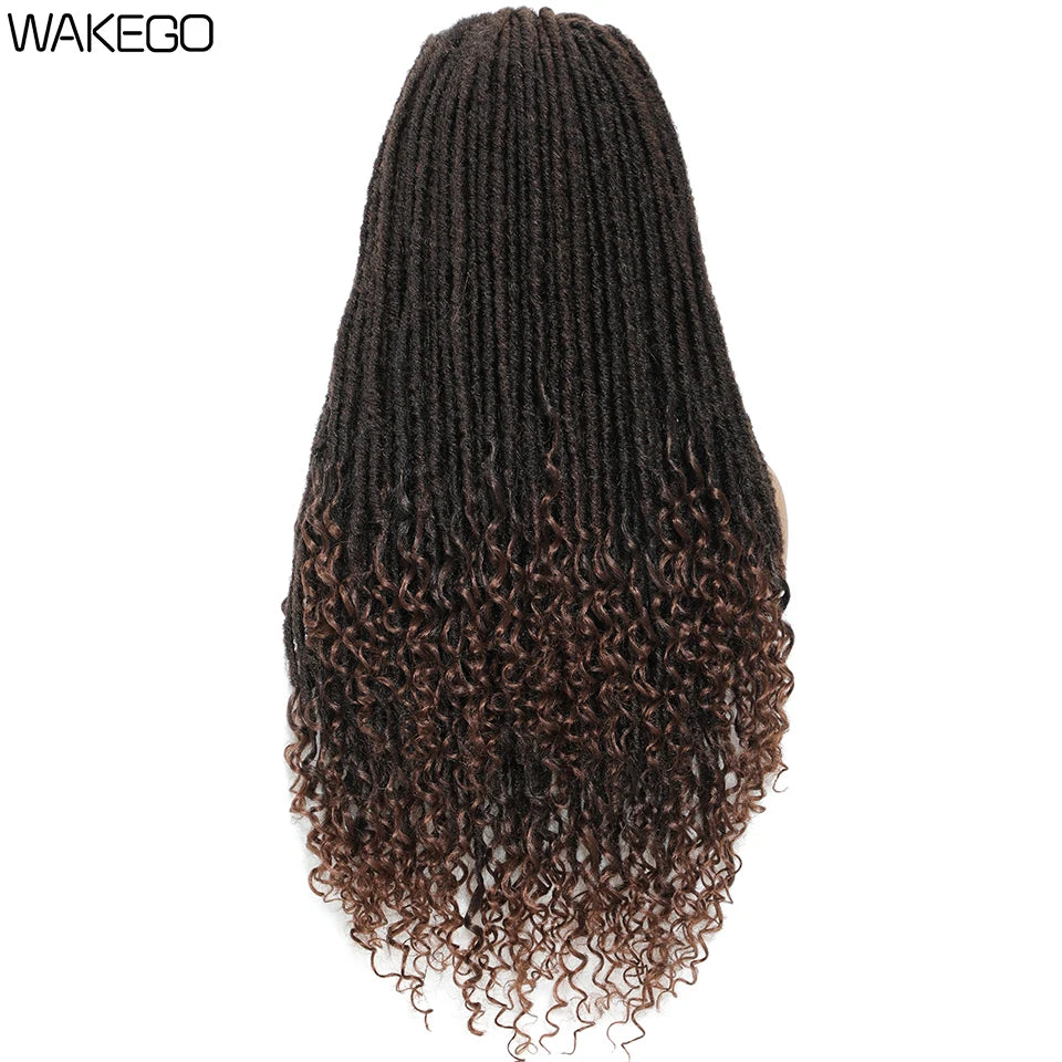 Wakego Long Dreadlocks Wig For Women Goddess Braid Headband Wig Soft Faux Locs Wigs Synthetic Braiding Crochet Twist Hair Wigs