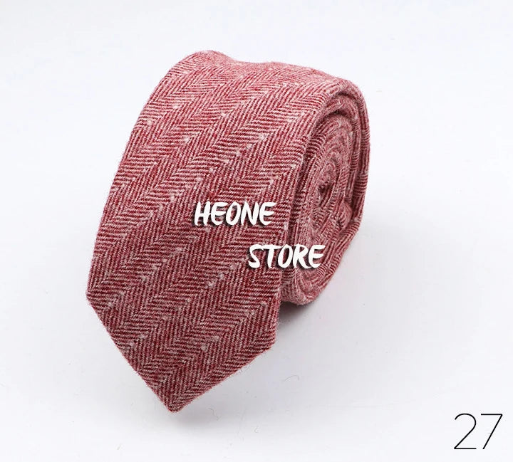 Thick Cashmere Wool Gentleman Solid Color Necktie 7CM Formal Wedding Party Europen Style Red Brown Green Gray Clothing Tie Gift