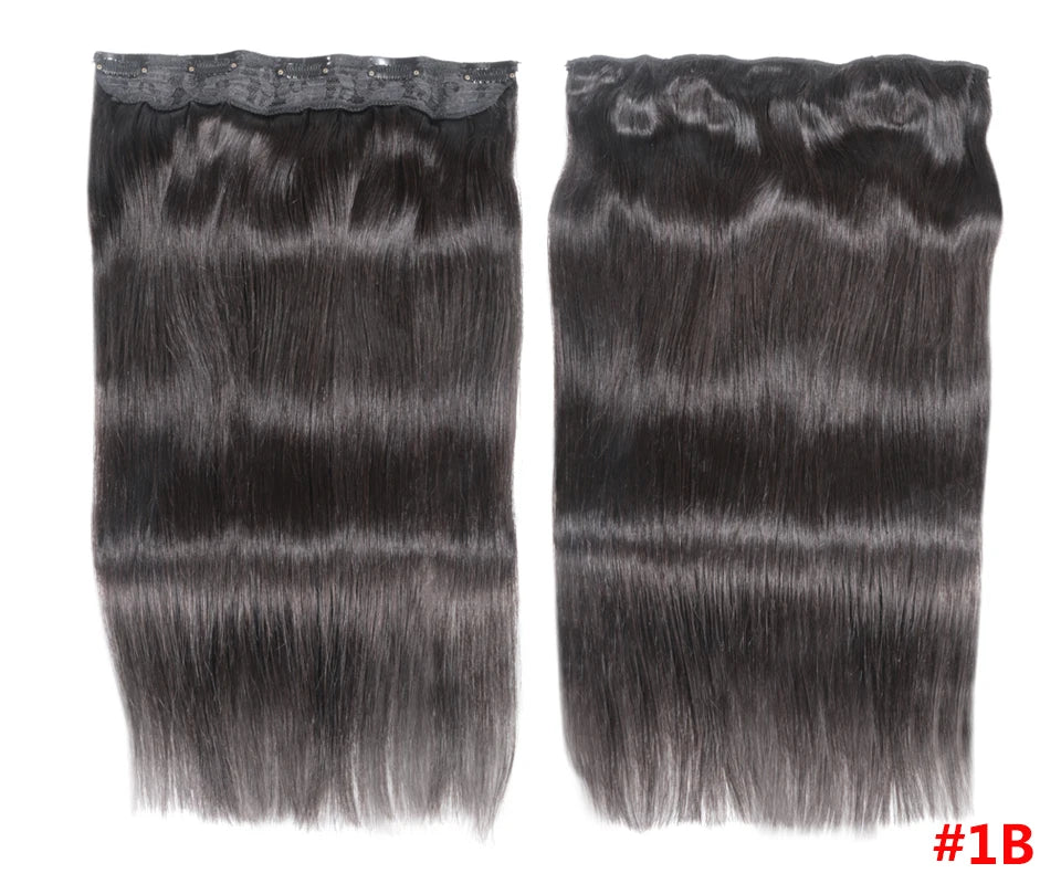 Clip In One Piece Human Hair Extensions 100% Straight Brazilian Human Remy Hair Natural Color Light Blond Ombre Dark Brown 613#