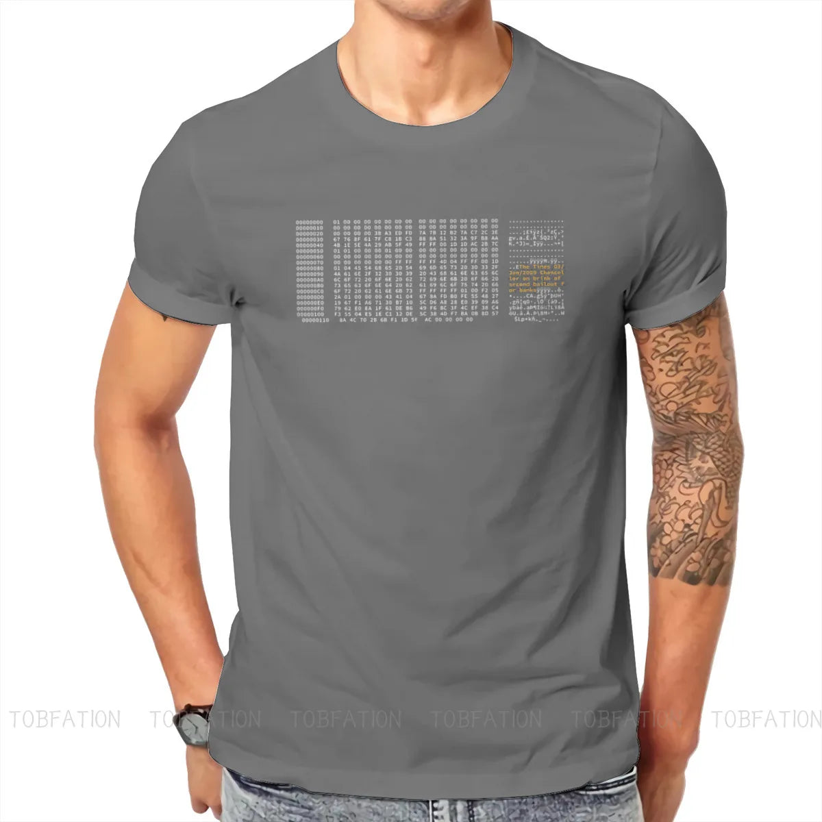 Genesis Block Bitcoin Cryptocurrency Meme T Shirt Vintage Grunge Oversized O-Neck TShirt Big sales Harajuku Men's Clothing