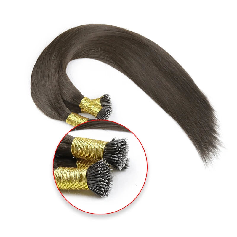 Straight Nano Rings Hair Extension 100% Natural Human Hair Extensions 0.8g/1g/ Strand 50pcs Fusion Hair Extension Ombre Blond