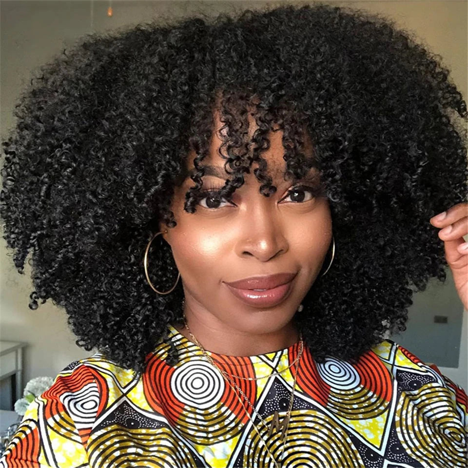 Afro Kinky Curly Wig Human Hair Short Pixie Curl Afro Kinky Curly Wig Natural And Soft4B 4C Brazilian Hair Wig Full Machine Made