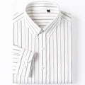 England Style Soft 100% Cotton Fashion Shirts Single Patch Pocket Long Sleeve Standard-fit Button-down Man Casual Striped Shirt