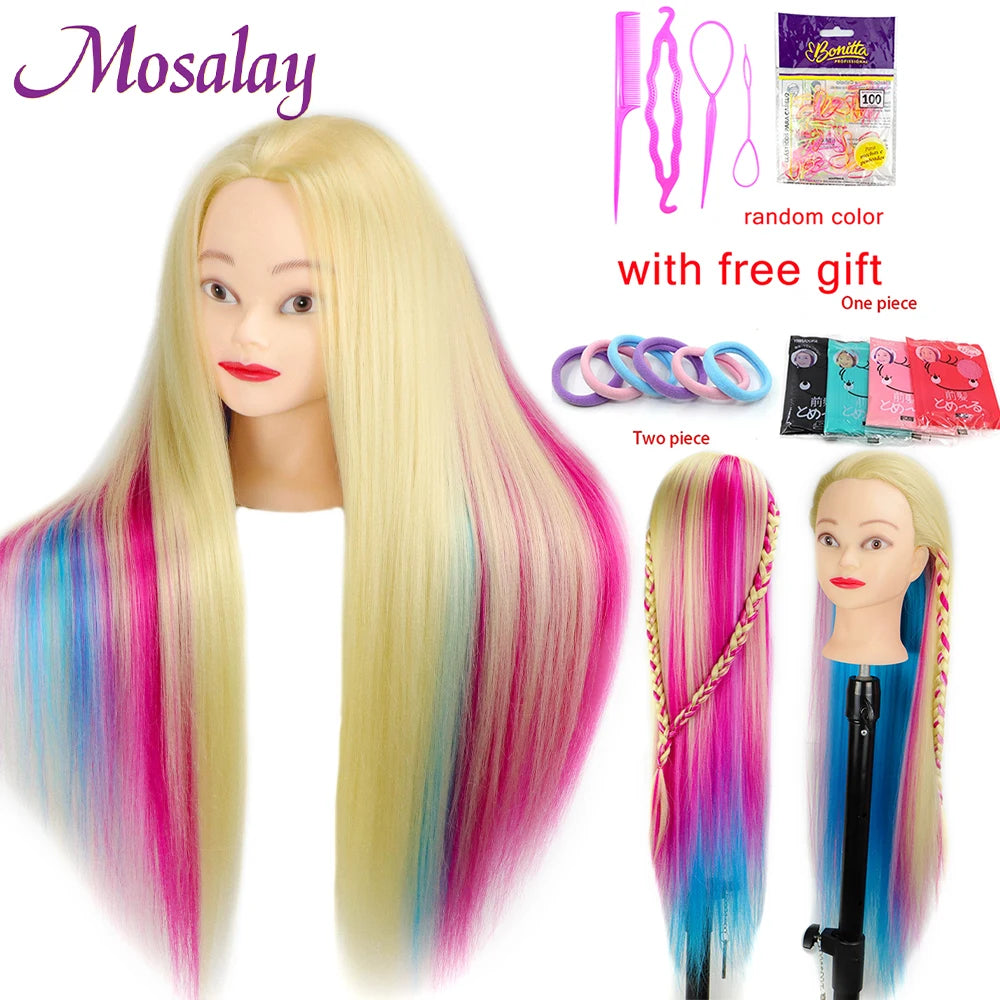 Head Dolls For Hairdressers 65cm Hair Synthetic Mannequin Head Hairstyles Female Mannequin Hairdressing Styling Training Head