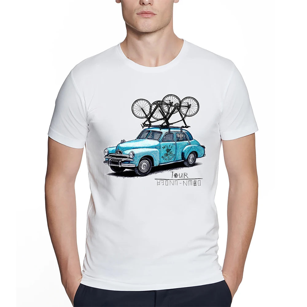 Fashion ROAD TRIP T SHIRT Riding Bicycle Cycling T-Shirt Outdoor Car Print tshirt Creative Road Bike White Hipster Man tshirt