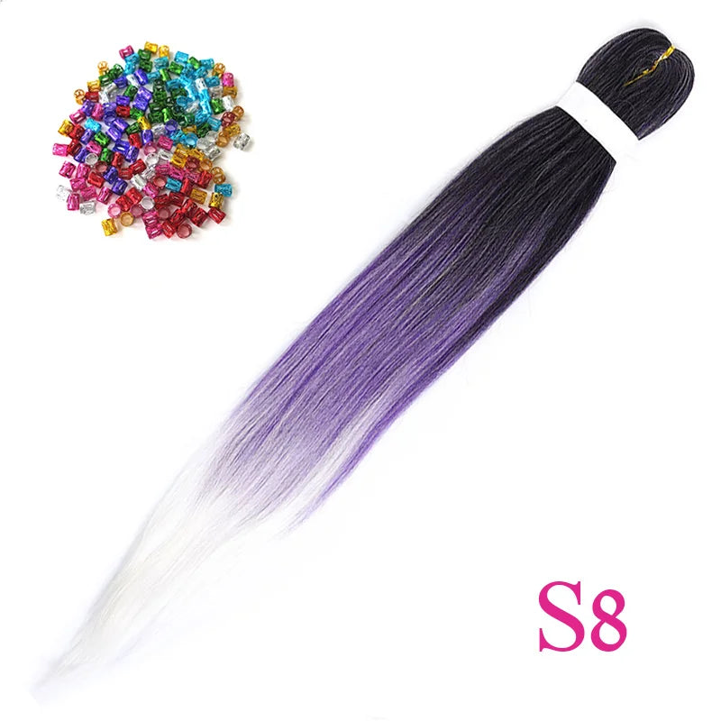 Easy Crochet Braids Ombre Hair Extensions Bundles Yaki Straight EZ Braiding Pre Stretched Synthetic Braid For African Women 6pcs