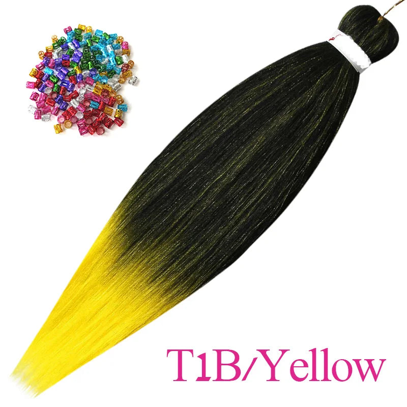 Easy Crochet Braids Ombre Hair Extensions Bundles Yaki Straight EZ Braiding Pre Stretched Synthetic Braid For African Women 6pcs
