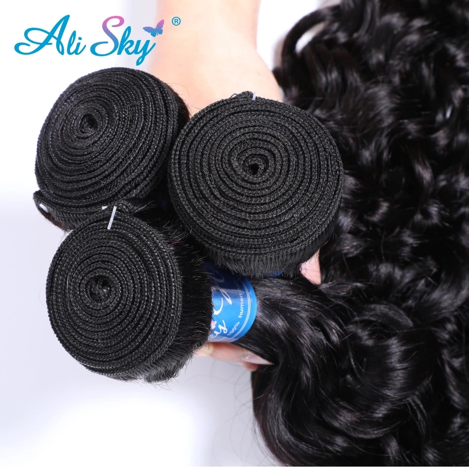 Alisky Hair Water Wave Bundles Brazilian Hair Natural Weave Bundles Hair Extensions Human Hair Bundles For Black Women 1/3/4 PC