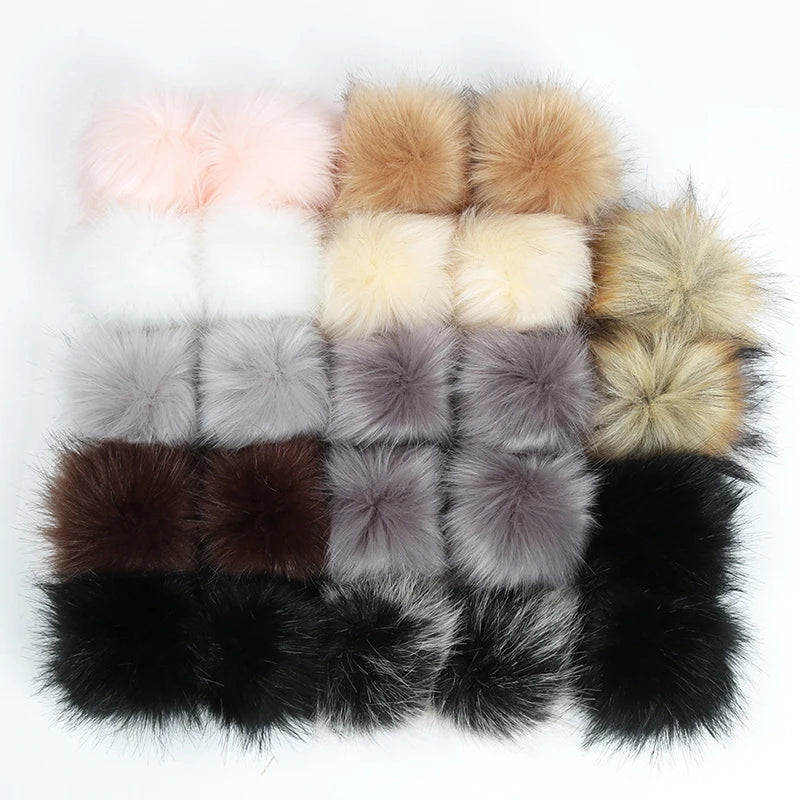12/14 Pcs 8cm False Hairball Hat Ball Fur Pompom Fake Fox Hat Ball Pom Pom With Rubber Band Diy Clothing Hat Accessories