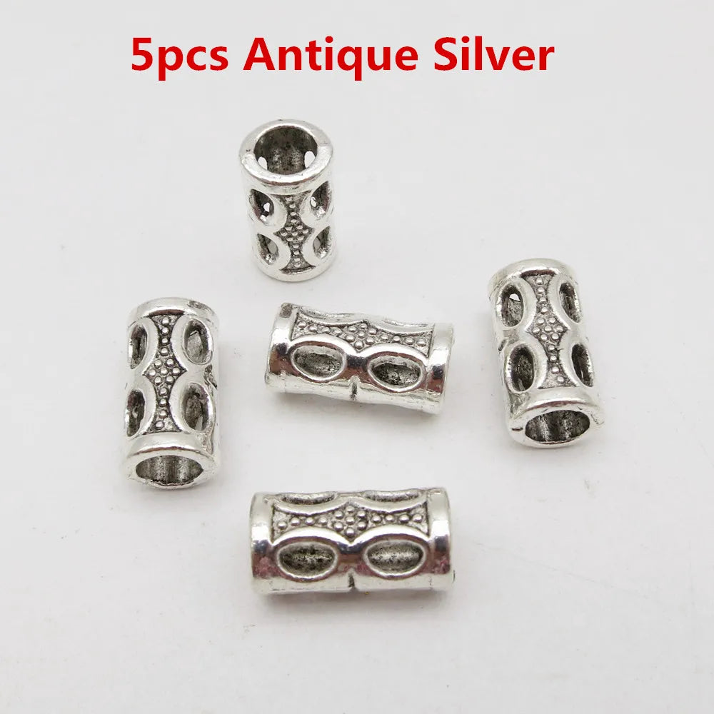 5Pcs-20pcs Silver/Gold/Bronze/Red Copper viking hair braid dread beard dreadlock beads tube rings