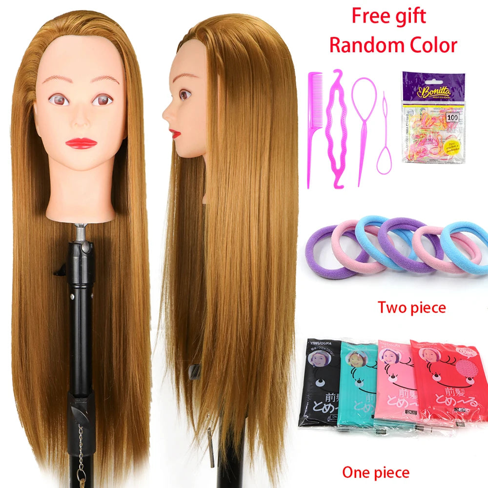 Head Dolls For Hairdressers 65cm Hair Synthetic Mannequin Head Hairstyles Female Mannequin Hairdressing Styling Training Head