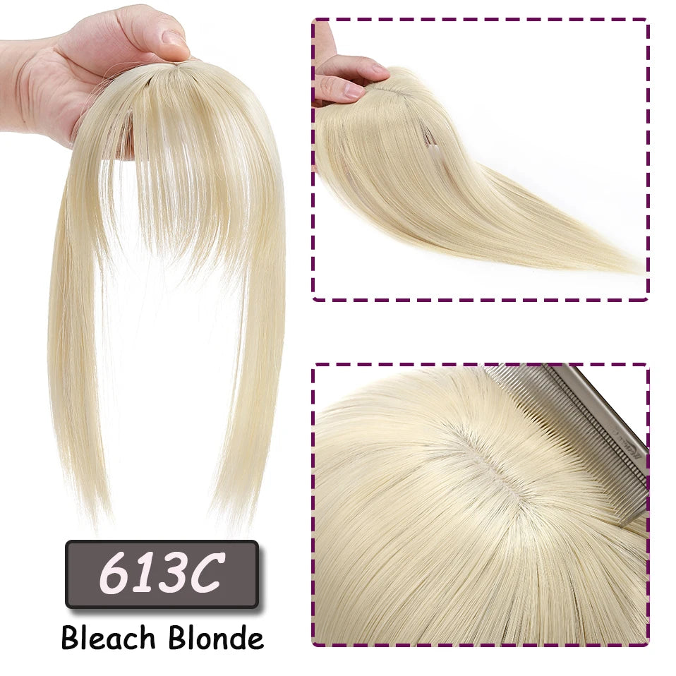 Benehair Synthetic 2 Clips In Topper Straight Hairpiece Black Brown Blonde Women Fake Hair  Clip In Hair Extensions With Bangs