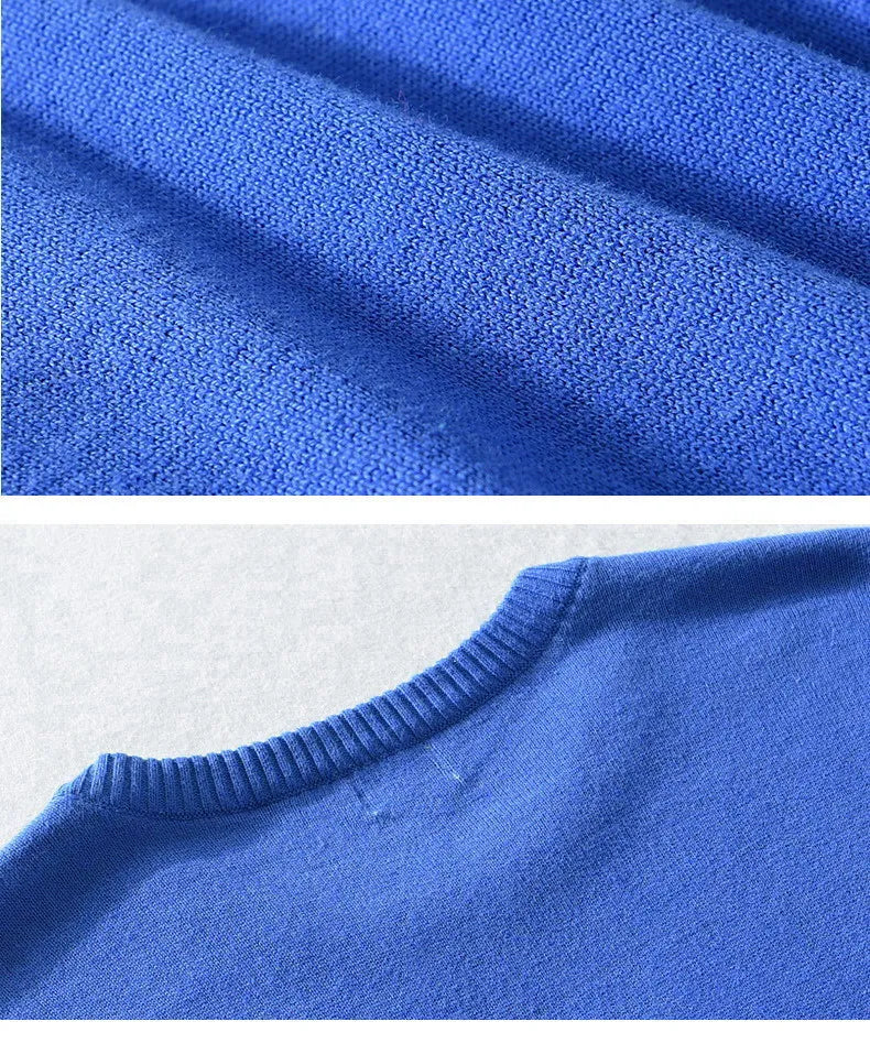 2022 New High Quality Knit ew Design Spring Autumn 100% Cotton Pullover Sweaters Male Casual Solid Color Jumper Pull Homme 8507