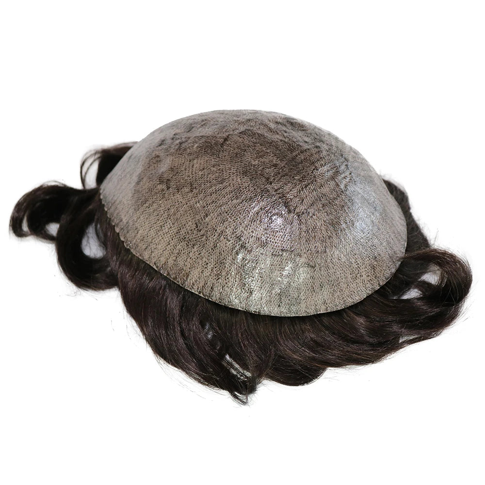 Natural Frontline Dark Brown#2 Black Blonde Super Durable Thin HD Skin PU 1B50 1B80 Grey Men's Toupee 100% Human Hair Wig System