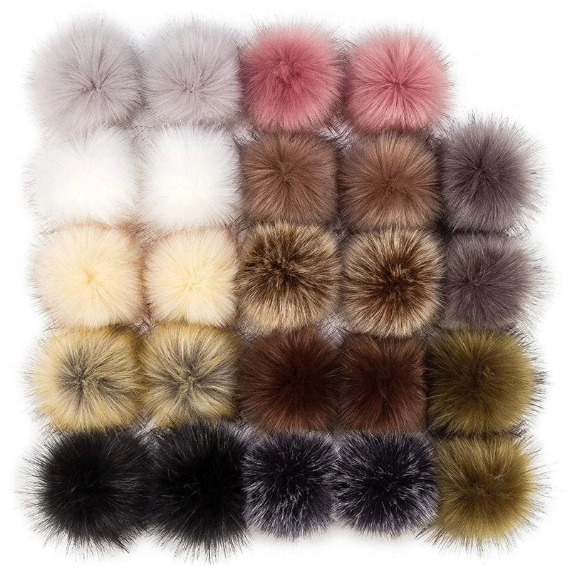 12/14 Pcs 8cm False Hairball Hat Ball Fur Pompom Fake Fox Hat Ball Pom Pom With Rubber Band Diy Clothing Hat Accessories