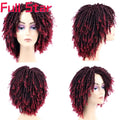 Full Star 14“ Dreadlock Curly Wigs for Black Woman Ombre Burgundy Brown Color Short Curly Soul Locs Braids Wigs Party Daily Use