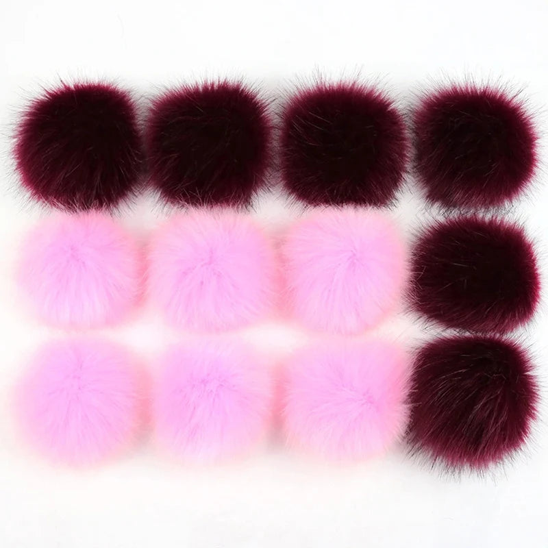 12/14 Pcs 8cm False Hairball Hat Ball Fur Pompom Fake Fox Hat Ball Pom Pom With Rubber Band Diy Clothing Hat Accessories