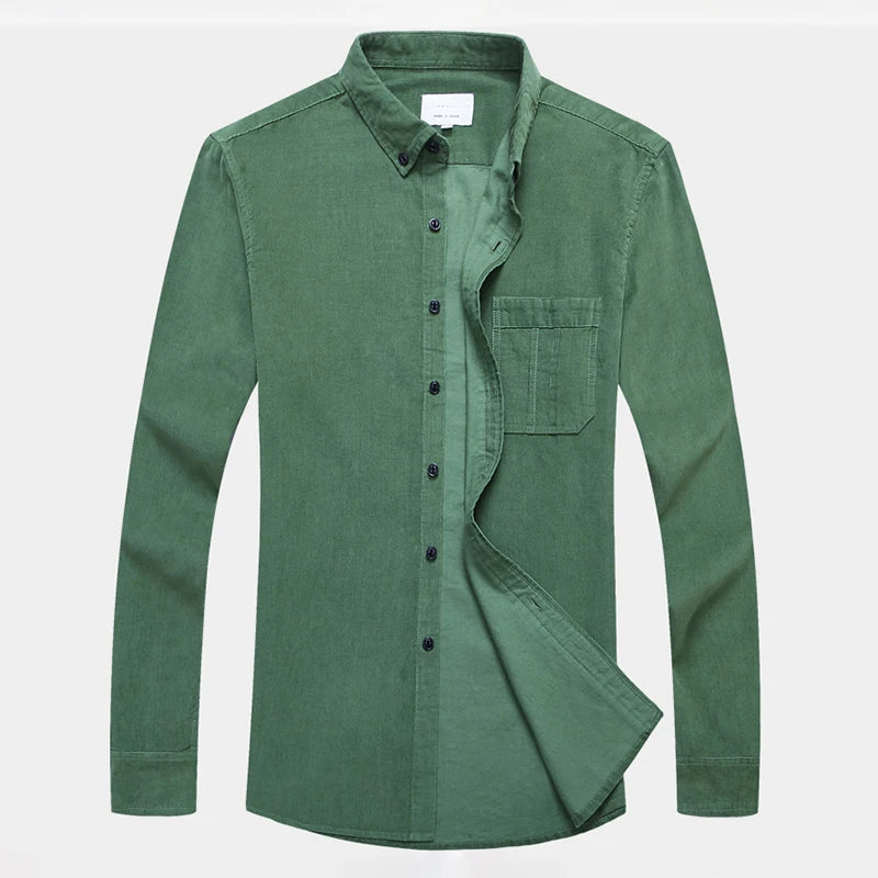 Fashion Cotton Corduroy Shirt Long Sleeve Men Casual Clothing Button Down High Quality Autumn Winter Shirts Warm