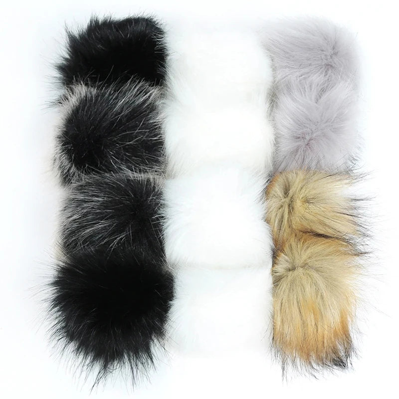 12/14 Pcs 8cm False Hairball Hat Ball Fur Pompom Fake Fox Hat Ball Pom Pom With Rubber Band Diy Clothing Hat Accessories
