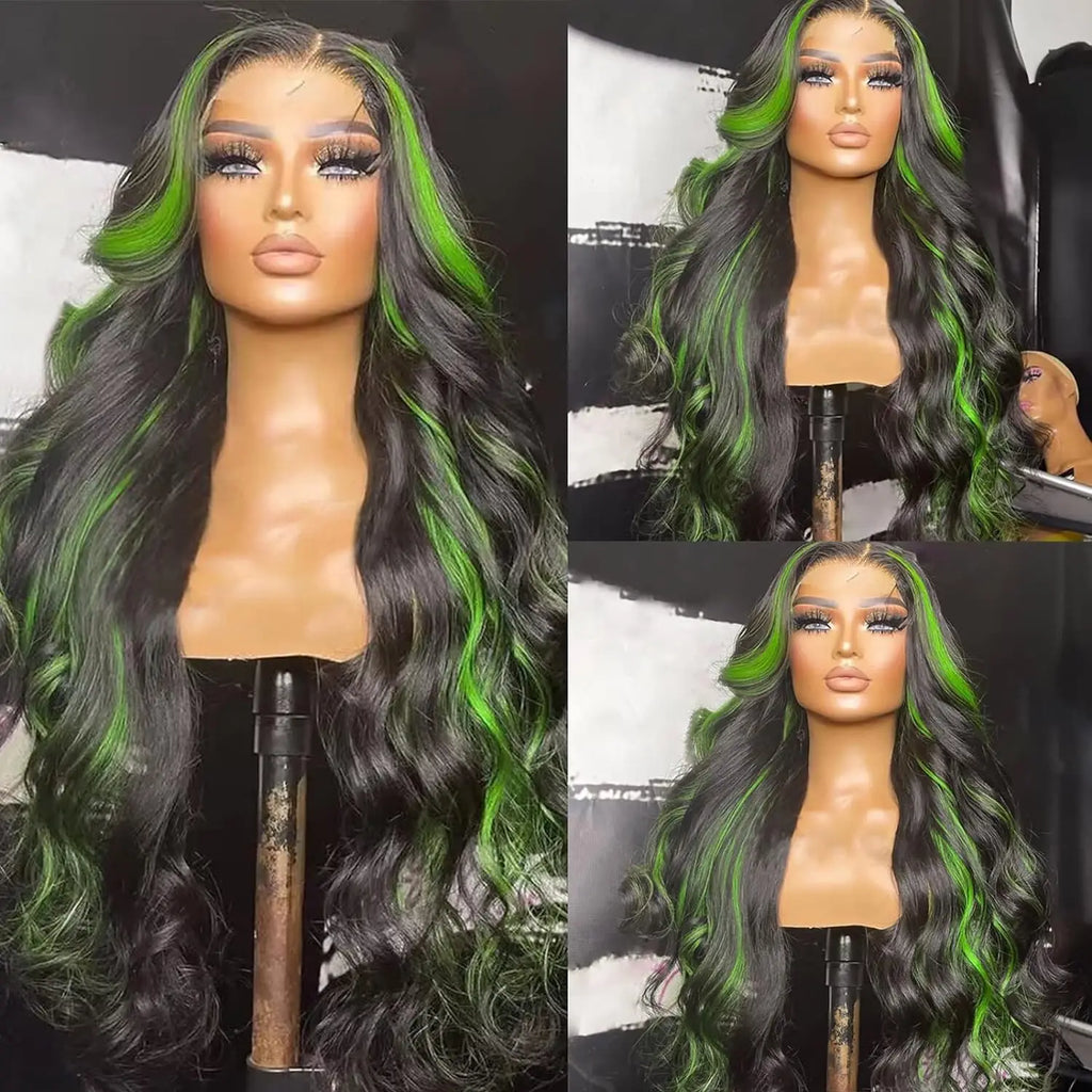 Black With Red Highlight Wig Synthetic Lace Front Wig 13X4 Pre plucked Hairline With BabyHairWomen's Wig with Density Lace Front