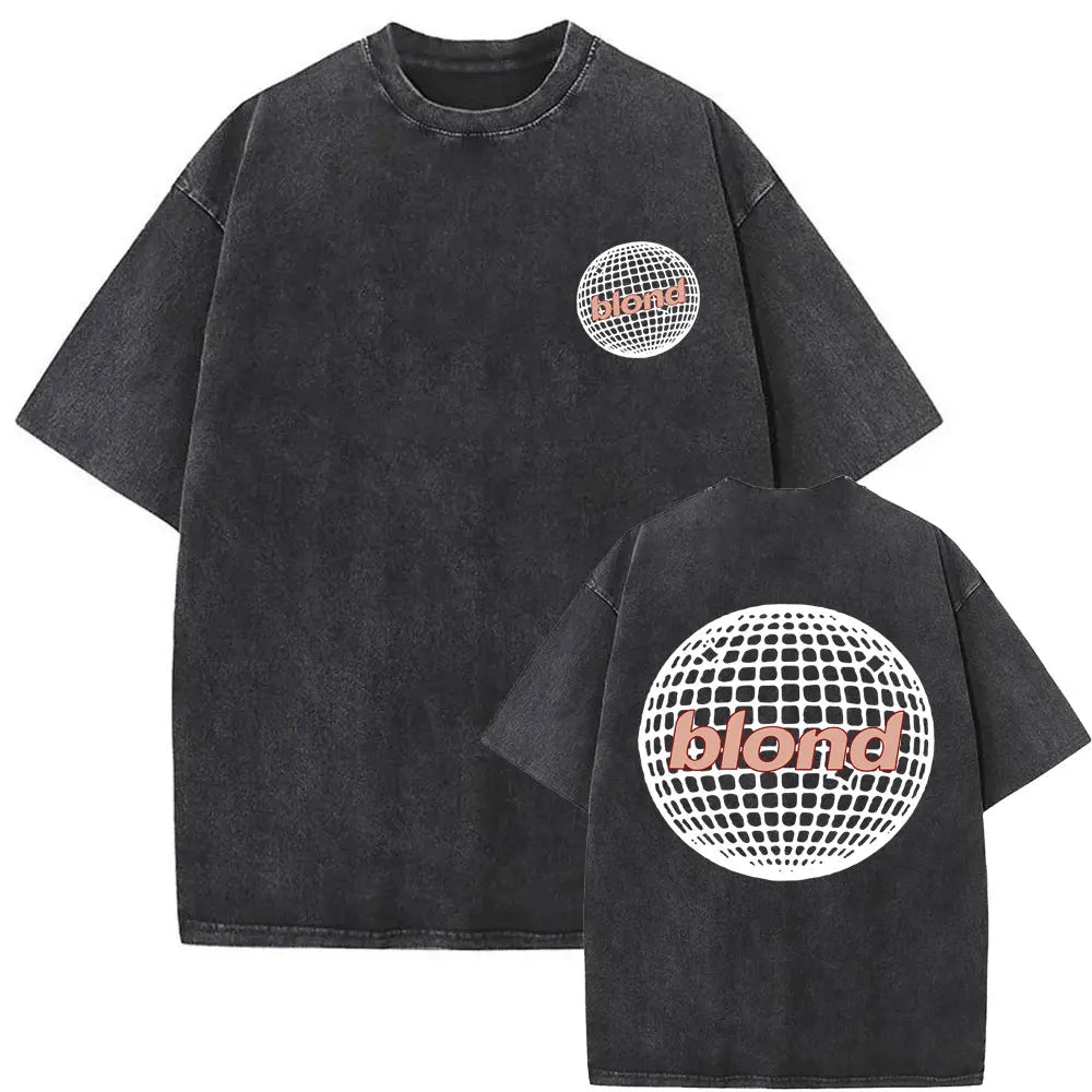 Washed Vintage Rapper Frank Oversized Tshirt Blond Graphic T-shirts Men Women Ocean Hip Hop T Shirt Men's Fashion Casual Tees