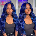 Dark Blue Lace Front Human Hair Wigs 13x4 Brazilian Glueless Body Wave Transparent Lace Frontal Wig For Women Sale Pre Plucked