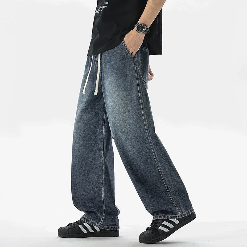Men's Jeans American Loose Wide-leg Loose Straight Casual Trousers Street Hip-hop Baggy Jeans Black Grey  Blue Streetwear Men