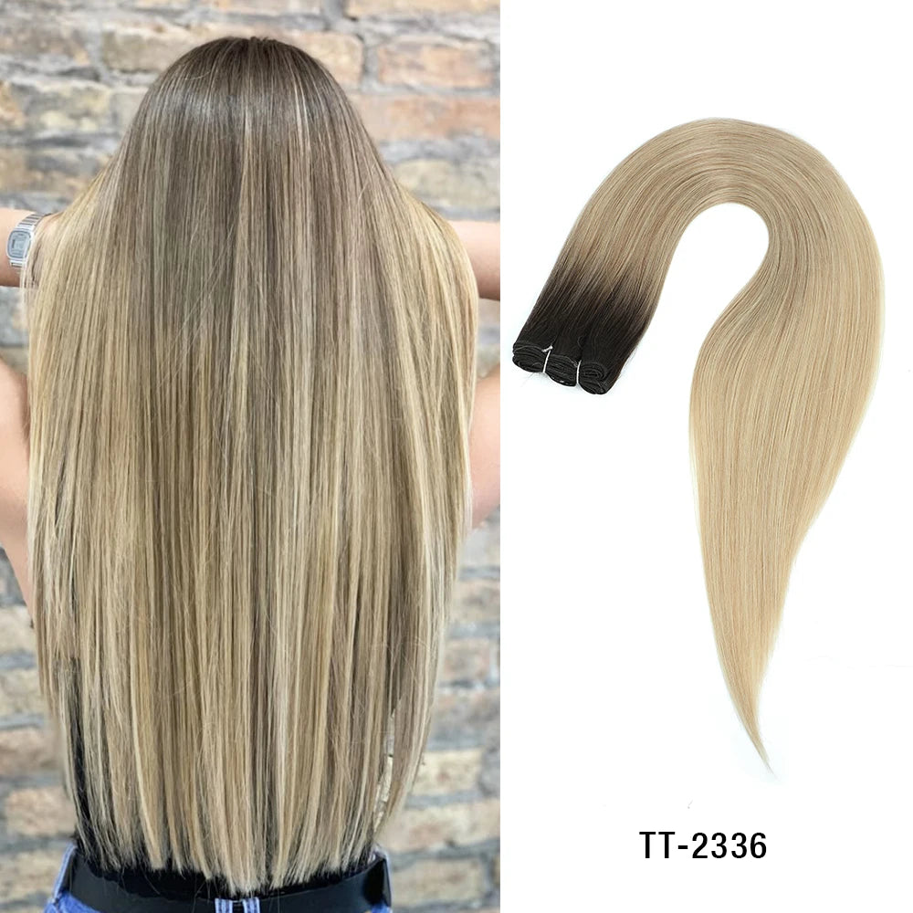 24-32 Inch Bio Protein Straight Hair Bundles Synthetic High Temperature 150g 200g Ombre Brown M888 Orange Soft Hair Weaving