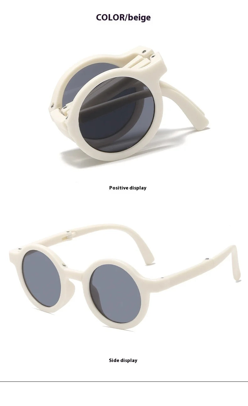 New Folding Children's Fashionable Round Sunglasses Cute Eyeglasses For Boys Girls Baby Sunshade And UV Protection