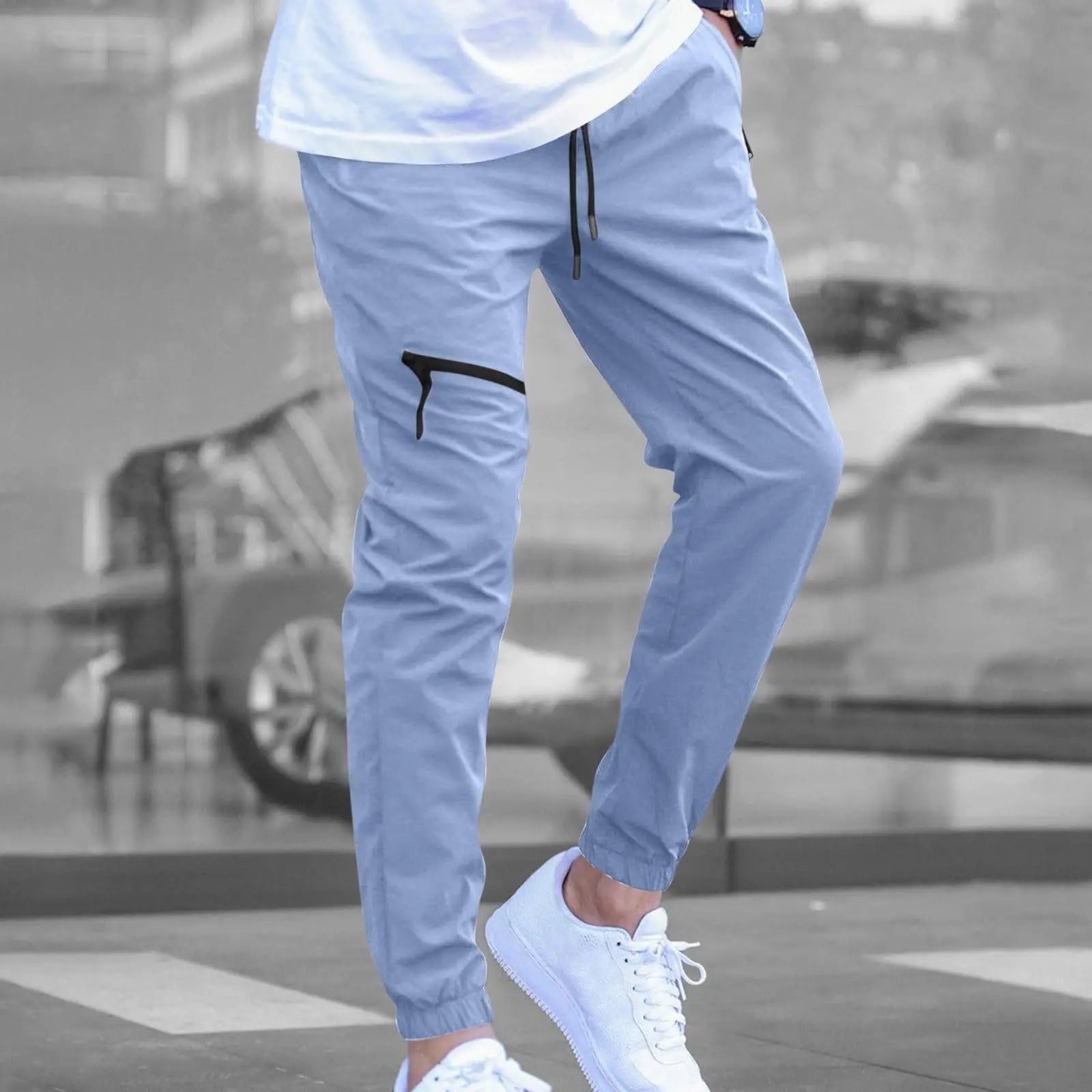 YHOPE Mens Cargo Work Pants Casual Stylish Twill Tapered Slim Fit Pants Athletic Chinos Work Trousers 80s Outfit Streetwear