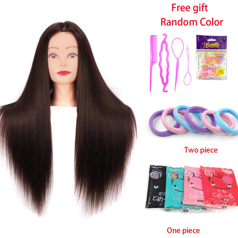 Head Dolls For Hairdressers 65cm Hair Synthetic Mannequin Head Hairstyles Female Mannequin Hairdressing Styling Training Head