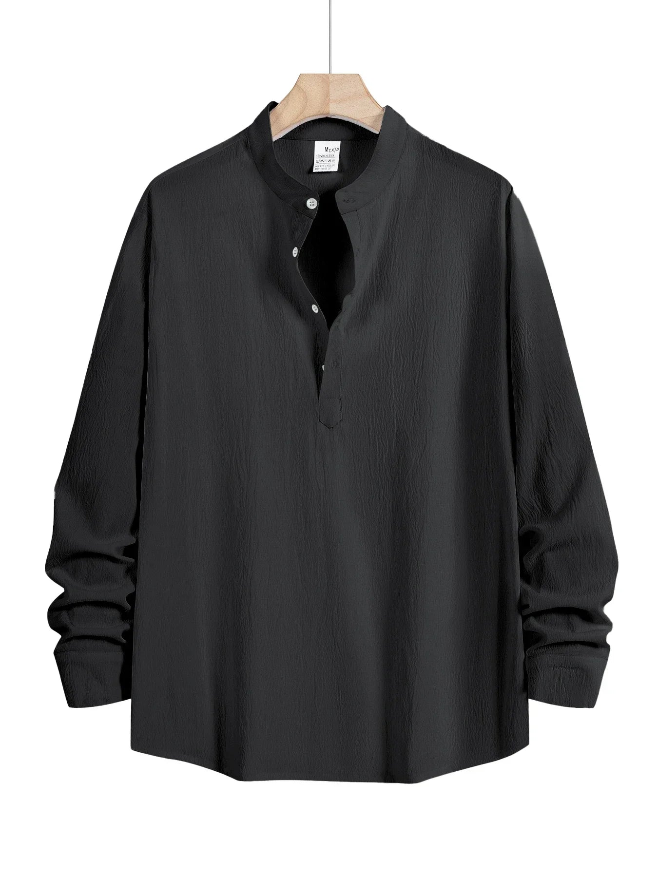Men's Linen Shirt Summer 2025 Casual Short Sleeve Breathable Stand Collar Loose Fit Trendy Solid Color Youth Top with Pocket