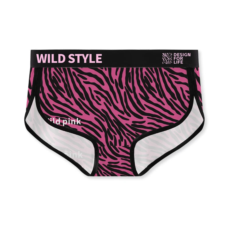 MAIMENG Women's triangle pants Pink leopard print ice silk women underwear 7A antibacterial mid waist comfortable sexy panties